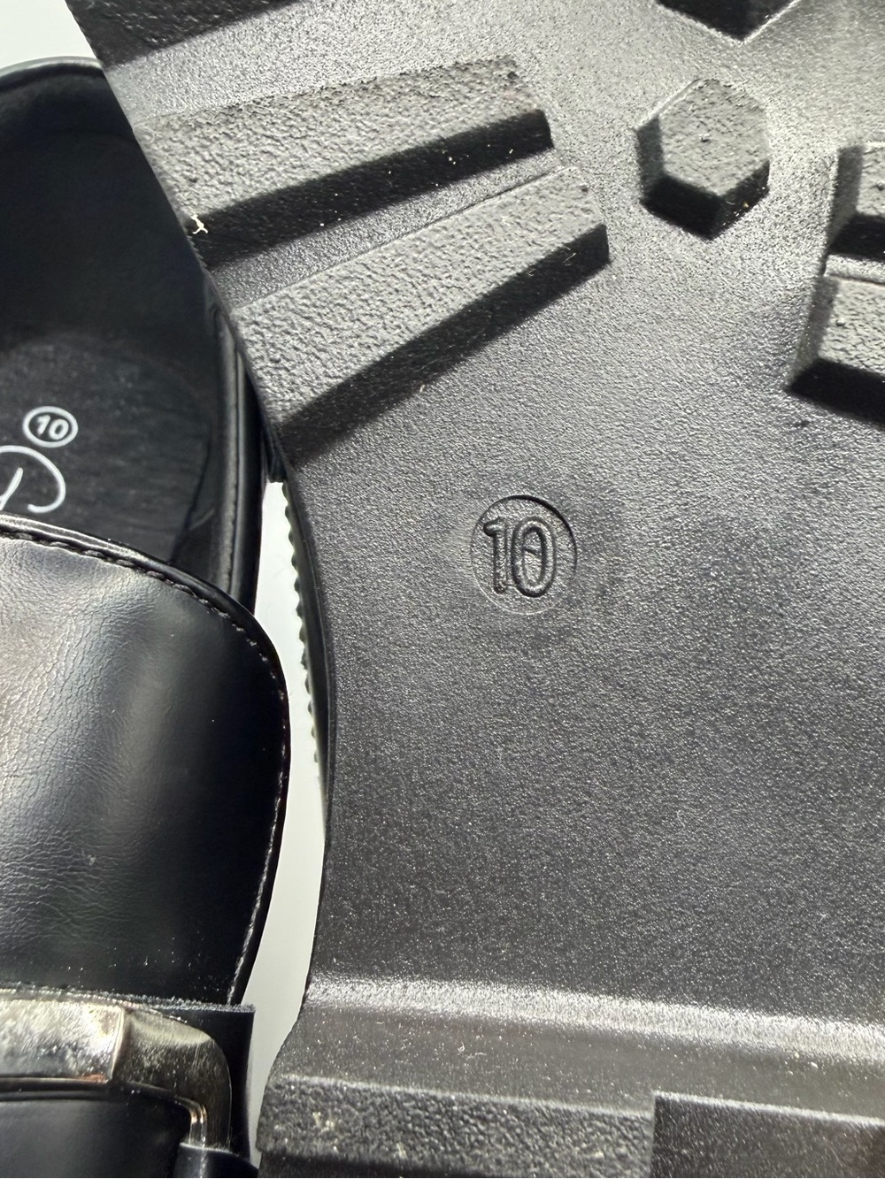 Women's Black Faux Leather Lug Sole Loafers with Silver Bit - Picture 8 of 9